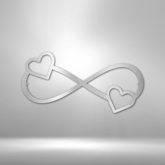 Double Heart Infinity Steel Sign Laser Cut Powder Coated Home & Office Metal Wal